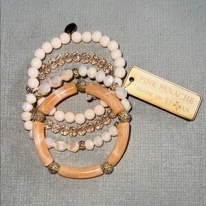 Pink Panache Peach & Ivory Beaded Stretch Bracelet Set